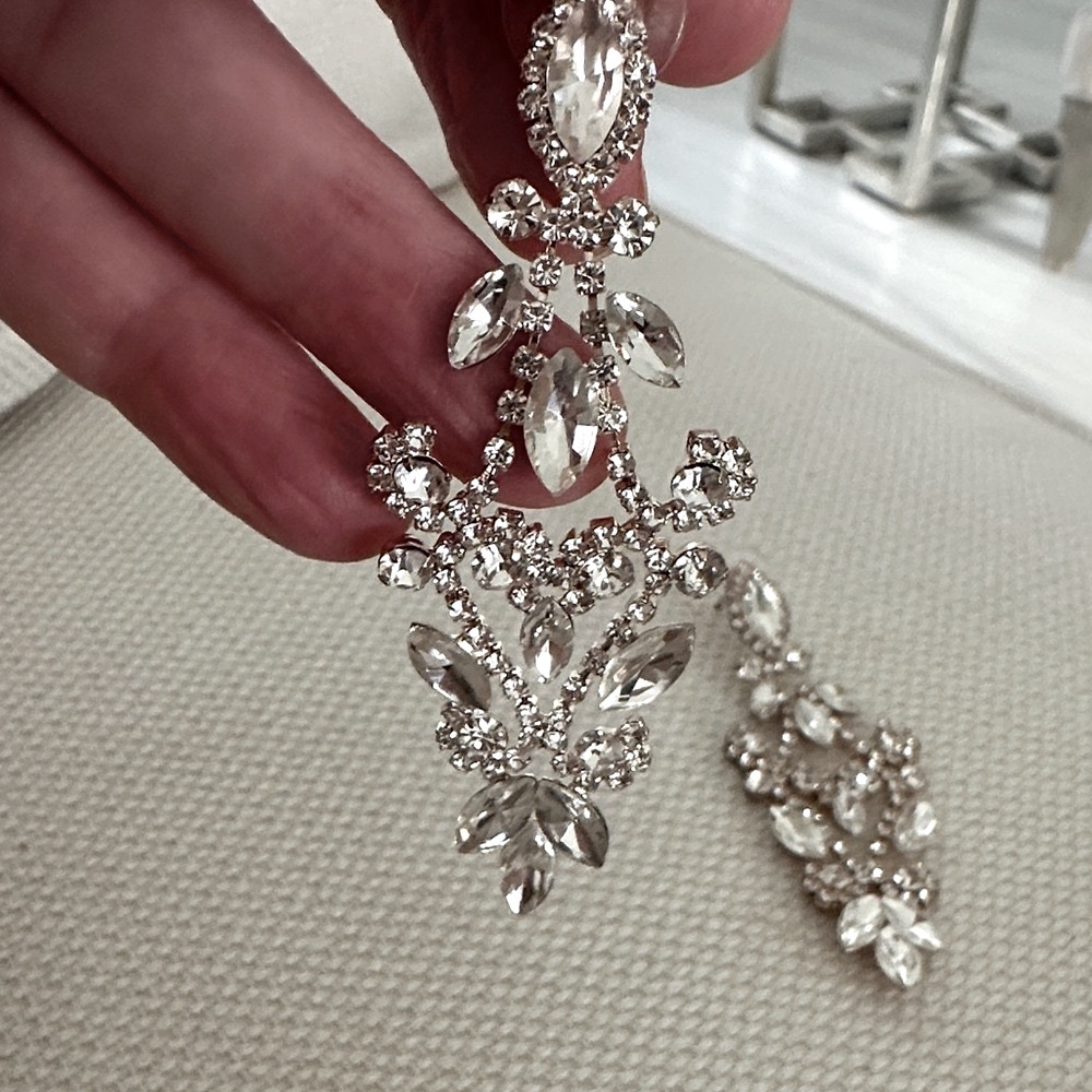 Dazzling Silver Crystal Chandelier Earrings - Picture 2 of 4